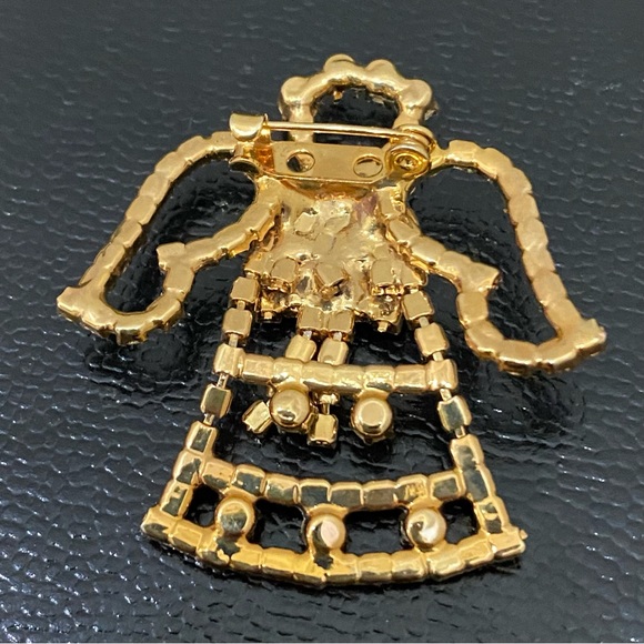Vintage Unsigned Pave Rhinestones Crystal Gold-tone Angel Christmas Brooch - Picture 6 of 11